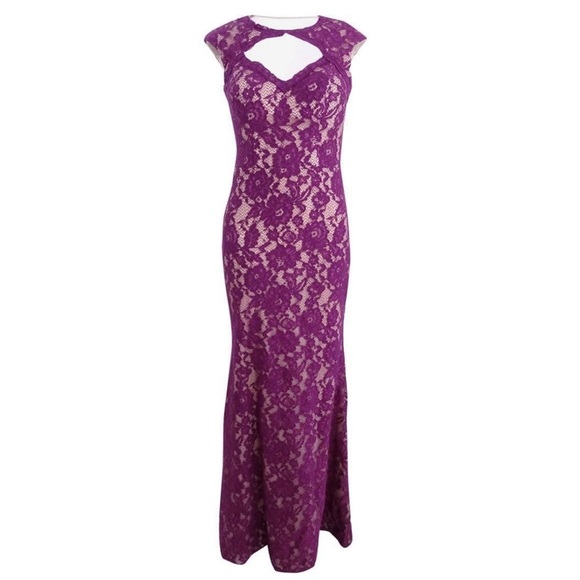 Xscape Cutout Lace Purple Gown. Pre-Owned. - Picture 1 of 9